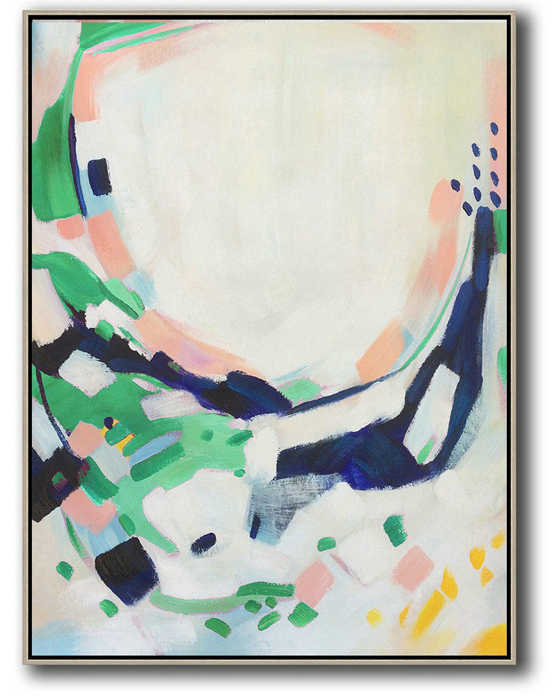 Original Painting Hand Made Large Abstract Art,Vertical Palette Knife Contemporary Art,Large Paintings For Living Room,Yellow,Dark Blue,White,Green.etc